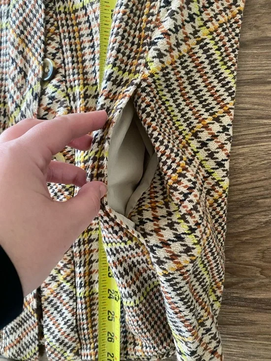 CAbi Yorkshire shacket jacket tan houndstooth cotton size S - Picture 13 of 13